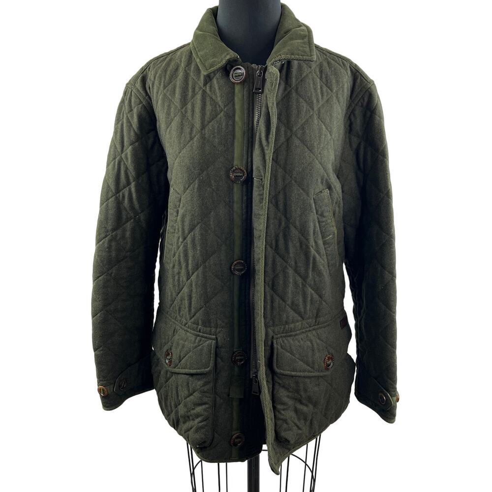 Ralph Lauren Polo Green Quilted Jacket Collared Long Sleeve Full Zip Pocket M L?
